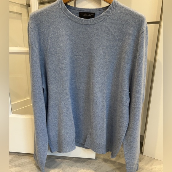 Bloomingdale’s 100% Cashmere Crewneck Sweater in Sky Blue Size XL - Picture 1 of 5